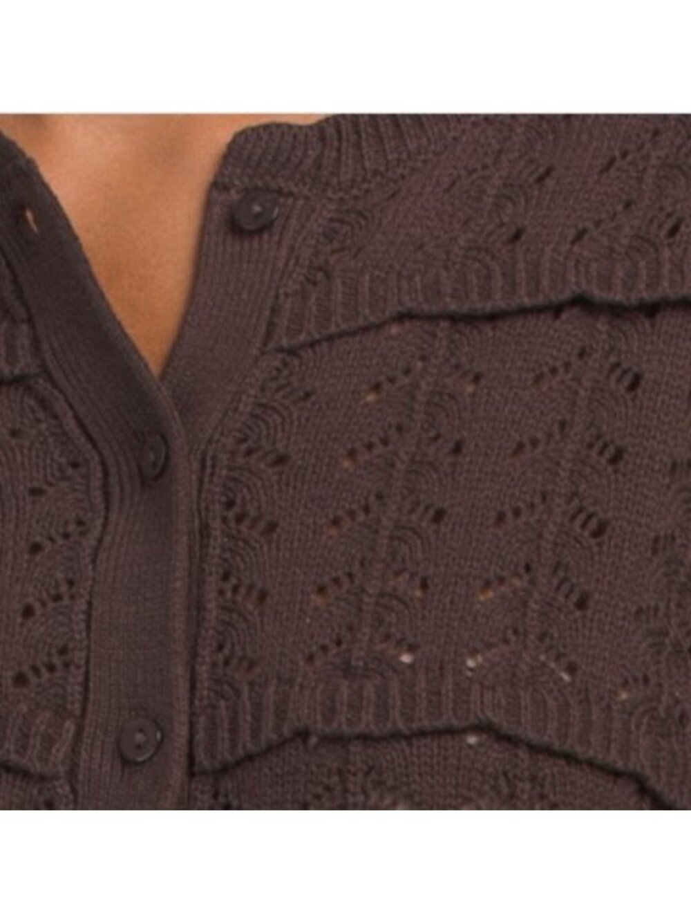 FLINT AND MOSS Lace Stitch Mixed Cardigan - Picture 3 of 3